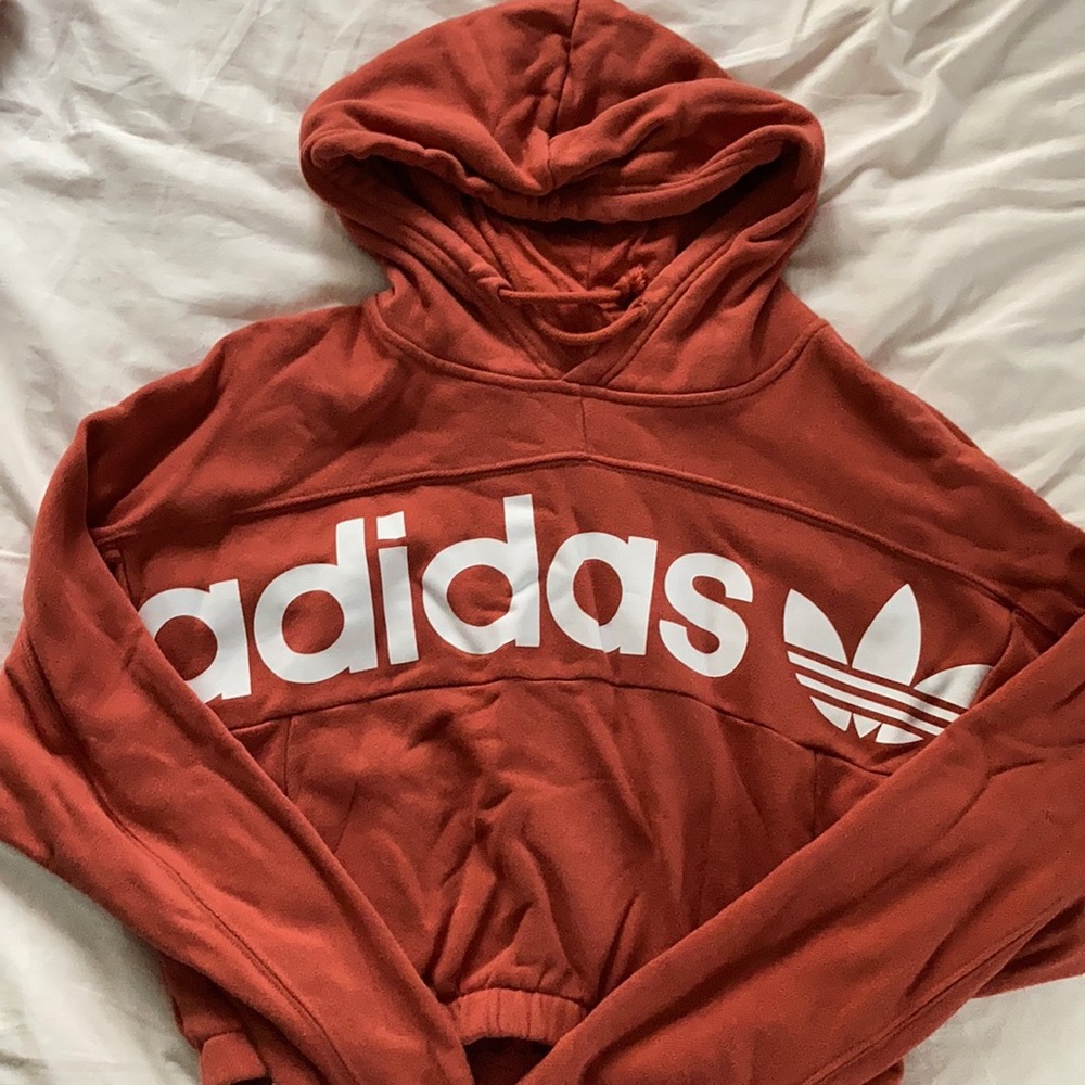 Burnt orange adidas cropped sweatshirt